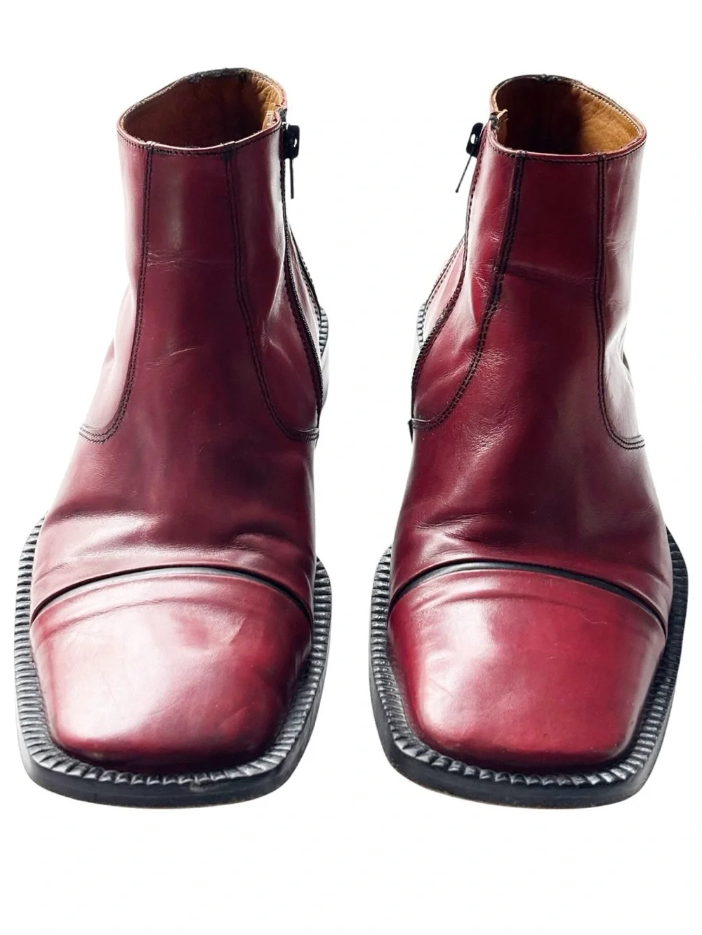 TEMY Vintage Italian Men’s Leather Burgundy/Red Ankle Boot with side zip | EU 42